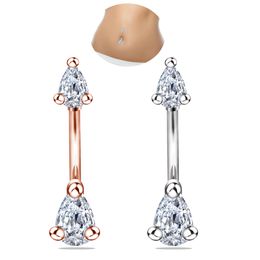 Navel & Bell Button Rings Piercing for Women Zircon Silver Rose Gold Color Geometric Surgical Steel Summer Beach Fashion Body Jewelry