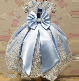 Girls Pageant Dresses Tiered Ruffles Tulle Ball Gowns Floor Length Flower Girl Dresses Lace Applique Beaded Kids Prom Party Dress