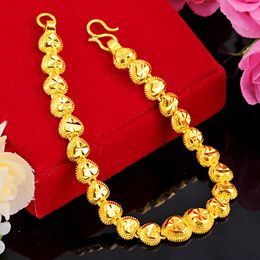 Heart Link Bracelet Chain 18k Yellow Gold Filled Exquisite Romantic Womens Bracelet Fashion Jewellery Gift Dropshipping