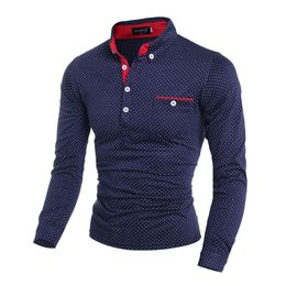 Mens Polo Shirt Brands 2017 Male Long Sleeve Fashion Casual Slim Polka Dot Pocket Button Polos Men Jerseys