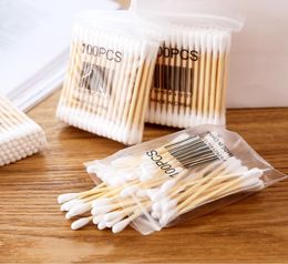 100 st/ücke Holz Stick Wattest/äbchen Applikator Q-tip Doppel Holzgriff Robust Wei/ß