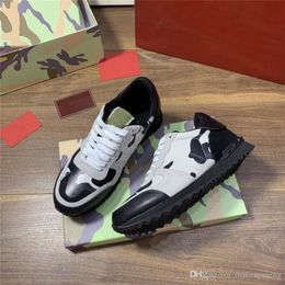 designers Valentino RockRunner Camouflage Men Suede Fashion Trainers sneakers With Box