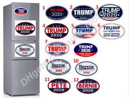 free shipping 12 types New Styles Donald Trump 2020 Bernie Magnetic refrigerator sticker 14x9cm Trump Fridge Magnets Wall Bernie Sticker