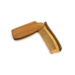 100pcs/lot Your LOGO Customised Folding Combs Green Sandalwood Wooden Hair Comb Beard Comb for Men Foldable Comb Engrave LOGO LX7613