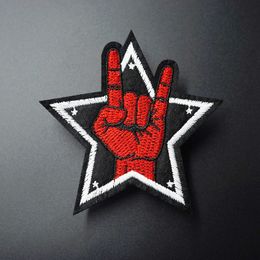 ROCK Size:8.0x8.5cm Iron On Patch Clothing Embroidered Sewing Applique Sew On Fabric Badge Apparel Accessories