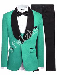 High Quality One Button Handsome Shawl Lapel Groom Tuxedos Men Suits Wedding/Prom/Dinner Best Man Blazer(Jacket+Pants+Tie+Vest) W132