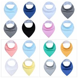 Infant Solid Color Burp Cloths Baby Bibs INS Fashion Bandana Waterproof Pure Cotton Saliva Bibs Kids Pinafore Dribble Triangle Bibs YYP257