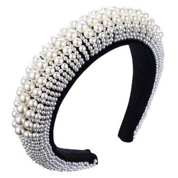 Luxury Design Hairband Fashion Pearl Cover Padded Headband For Women Dance Party Women Hair Accessories Velvet Bezel Sponge Hair Band