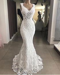 Delicate Designed Lace Mermaid Wedding Dresses Real Photos 3D Appliques Cap Sleeve Long Bride Wedding Gowns Custom Made BC2893