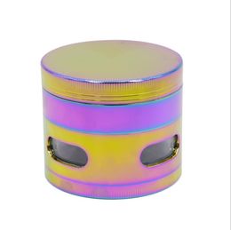 Rainbow Side Window Smoke Grinder with Diameter 63MM 4 Layer Zinc Alloy