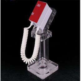 Custom Your Brand Name on the Phone Holder Acrylic Display Stand with Anti-theft Chain and 3M Glue for Mobile Phone Shop Wireless Store