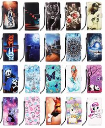 Cartoon Butterfly Panda Tiger Tower Flower Leather Wallet Flip Cover Case for Samsung A21 A01 A41 A11 A81 A91 A51 A71 5G A70 NOTE10 LITE