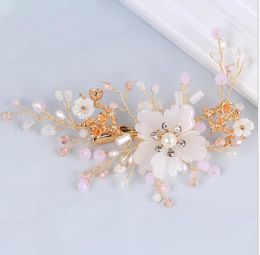 European and American bride crystal tray hairpin wedding headdress headdress handmade hairdress trim clip