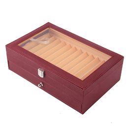 24 Pen Fountain Wood Display Case Holder Wooden Pen Box Storage Collector Organizer Box Wine Red
