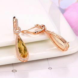 Wholesale-Natural Gemstone Teardrop Citrine Drop Earrings 925 Sterling Silver Rose Gold Fine Jewellery For Women BWEI024 Y18110110