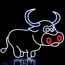 Cattle Sign Handmade Visual Artwork Bar Club KTV Wall Decoration Commercial Lighting Colorful Neon Light 12 V Super Bright