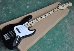 Factory Wholesale 4 Strings Black Electric Bass Guitar with Black Pickguard,Maple Fingerboard with Black Binding