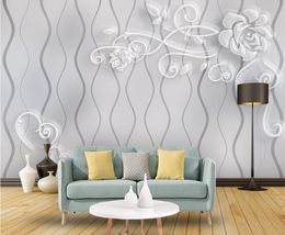 wallpaper for walls 3 d for living room Modern minimalist beautiful relief three-dimensional flower pattern TV background wall