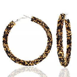 Fashion Jewellery Alloy Diamond Circle Earrings Simple Trendy Dangle Big Rings Hoop Chandelier 9 Colours 6.5cm Wholesale