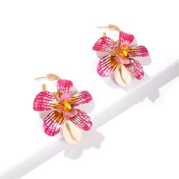 Fashion-shell charm dangle earrings for women hot sale punk pink orange chandelier earring bohemian holiday style bestie jewelry gifts