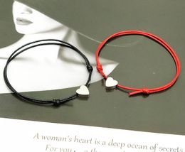 20pcs/lots Tiny Love Heart Lucky Bracelet Red Black White Rope Bracelet Adjustable Fashion Couple Bracelet Wholesale