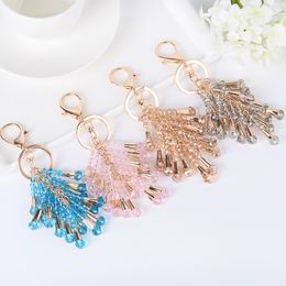 Crystal Bead Keychains Tassel Metal Fashion Bag Pendant Charm Keyrings Jewelry Accessories Car Key Chains Rings Holder for Women Girls Gifts