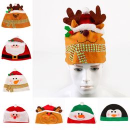 Christmas Elk Hat Cartoon Xmas Red Santa Claus Snowman Penguin Hat Kids Adult Christmas Party Hat