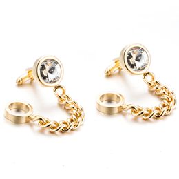 Gold Chain Crystal Cufflinks High Quality French Shirts Copper Accessories Jewellery For Men