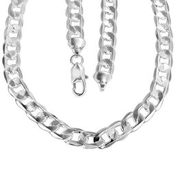 12mm Thick Heavy Chain Hip Hop Solid 18k White Gold Filled Mens Necklace 23.6 Inches