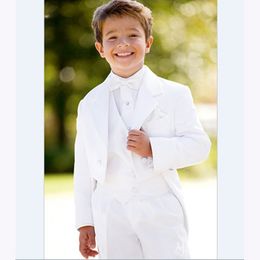 Men's Suits & Blazers Elegent Flower Boy Blazer Tuxedo Notch Lapel Children Sets White Kid Wedding Prom For Boys ( Jacket+Vest+Pants+Bo