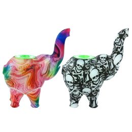 4.5" Colour elephant Tobacco silicone Mixed pipe Spoon Pipes gift Smoking Accessories Hand Burner Pipes