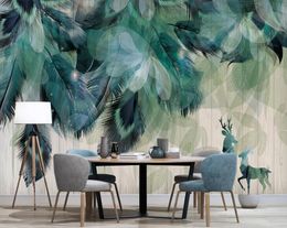 Custom wallpaper Modern mModern minimalist feather wood plank background wall painting 3D Wallpapers papel de parede 3d