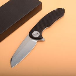 1Pcs Ball Bearing Flipper Folding Knife D2 Stone Wash Finish Blade Black G10 Handle EDC Pocket Gift Knives H001