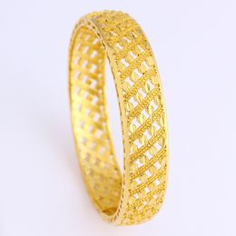 Beautiful Womens Bangle Mesh Hollow 18k Yellow Gold Filled Luxury Fashion Bracelet Gift Dia 62mm