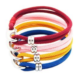 19CM Perimeter 8-Colors Coloured Milan Rope Bangle With Stainless Steel Buckle Woven Bracelet