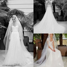 2020Modest ELIE SAAB Elegant A Line Wedding Dresses Jewel Short Sleeve Backless Sash Sequins Wedding Gowns Sweep Train robe de mariée