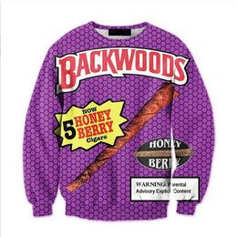 New Fashion Women /Mens Backwoods Honey Berry Funny 3D Print Crewneck Sweatshirt Jumper Women/Men Fashion Clothing XS035