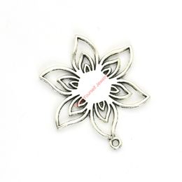 Wholesale-Silver Plated Flower Charms Pendants for Bracelet Jewellery Making DIY Necklace Craft 46x36mm