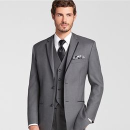 Grey Men Suits For Wedding Suits Bridegroom Groom Notched Lapel Custom Made Slim Fit Formal Tuxedos Best Man Blazer Prom Jacket+Pants+Vest