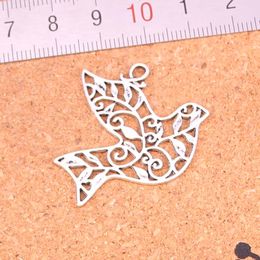 44pcs Charms hollow peace dove Antique Silver Plated Pendants Making DIY Handmade Tibetan Silver Jewelry 36*32mm