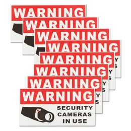 8Pcs Security Camera In Use Self-adhensive Stickers Safety Signs Decal Waterproof