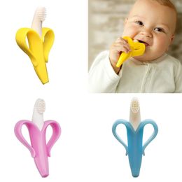 安全なバナナの形状の赤ちゃんのシリコン歯ブラシの歯の飼育歯歯ブラシ歯科治療ギフト子供のためのおもちゃを噛む