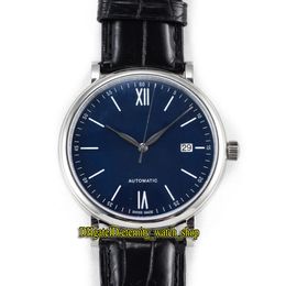 New AGF Top version 356518 356502 Blue Date Dial Cal.35111 Automatic Mechanical Mens Watch Steel Case Alligator Leather Strap Sport Watches