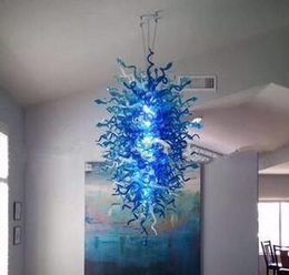 Wholesale Blue Led Chandelier Lamps for Hotel Foyer Bedroom Living Dining Room Lights Glass Light Fixtures