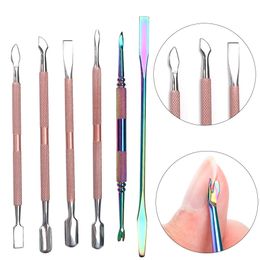 rose gold cuticle pusher UK - Dual-end Stainless Steel Cuticle Pusher Rose Gold Dead Skin Remover Trimmer Manicure Pedicure Nail Art Accessories