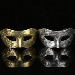 Hot Sale Lovely Men Burnished Antique Party Masks 2019 New Fashion Silver/Gold Venetian Mardi Gras Masquerade Party Ball Mask LX8622