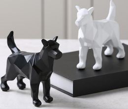 New Products Black and White Wolf Figurine Simple Geometric Origami Animal Sculpture Home Decoration