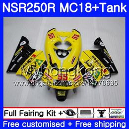 Body For HONDA NSR 250 R MC18 PGM2 NSR 250R NS250 NSR250R 88 89 262HM.11 MC16 NSR250 R RR NSR250RR yellow stock hot 1988 1989 88 89 Fairing