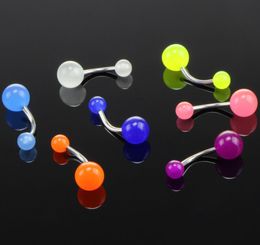 Set of 100 Acrylic Short Bar Belly Ring Flourescent Navel Barbells Body Jewellery For Men And Women