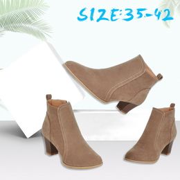 Hot Sale-ck With Women Booties Flock Ankle Boots Female Fashion Boot Xl Suede Botas Mujer
